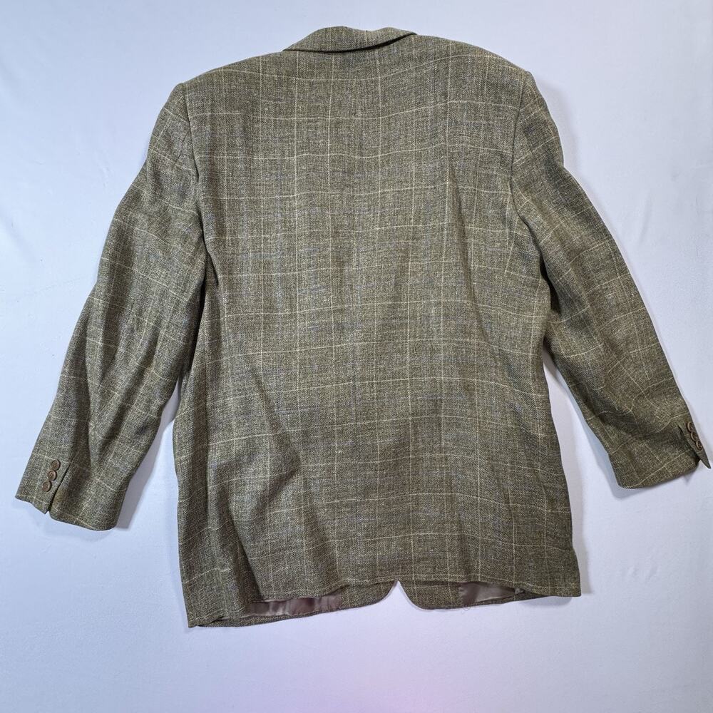Trussini ETHOMAS Plaid Windowpane Linen/Silk/Wool Blazer Italy 46" Chest - Picture 2 of 9